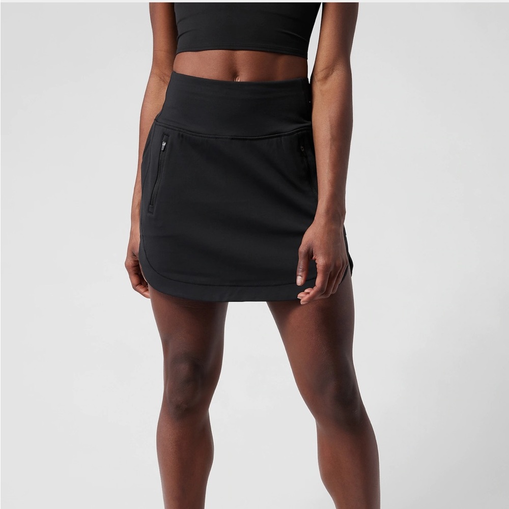 Athleta Fairway Golf Skort skirt biker shorts pocket tennis NWOT black